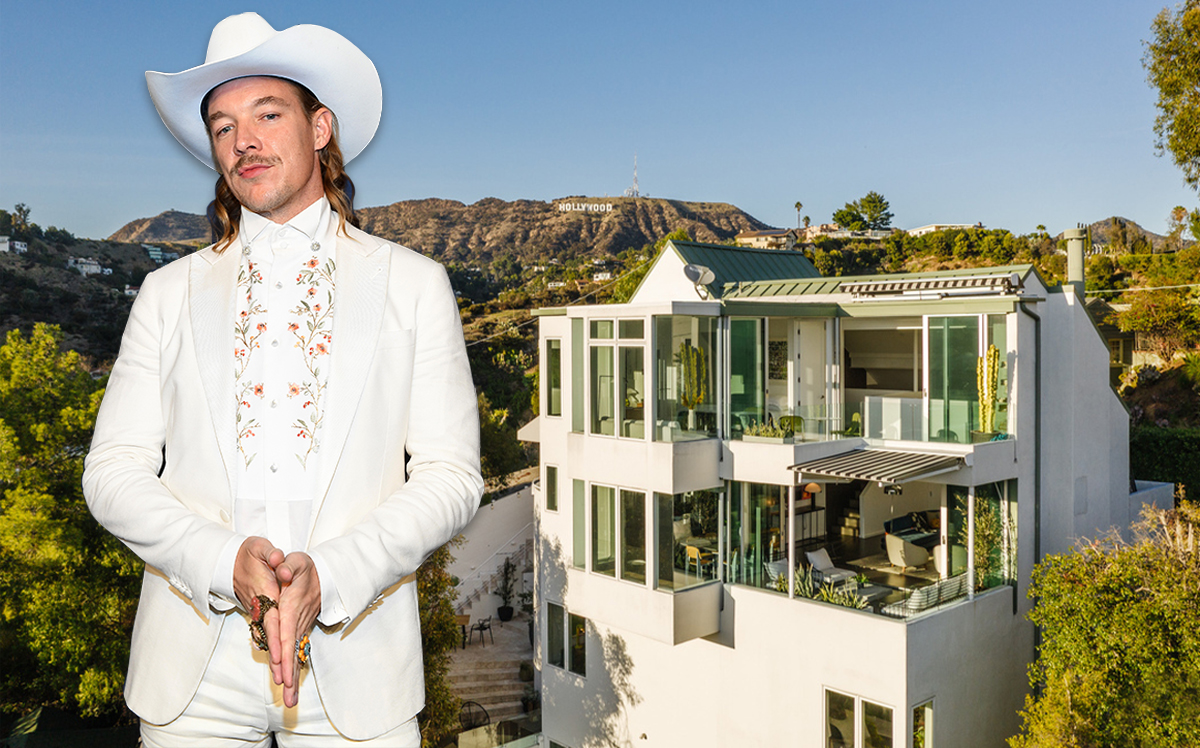 Diplo and his Hollywood Hills home (Getty, Redfin)