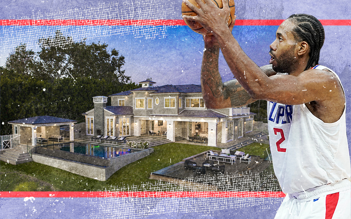 Kawhi Leonard and his Pacific Palisades (Getty, Redfin, iStock)