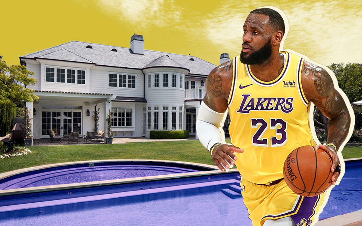 Lebron James and his Brentwood home (Getty, Redfin)