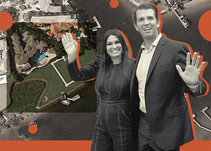 Donald Trump Jr. and Kimberly Guilfoyle with 494 Mariner Drive (Getty, Google Maps)