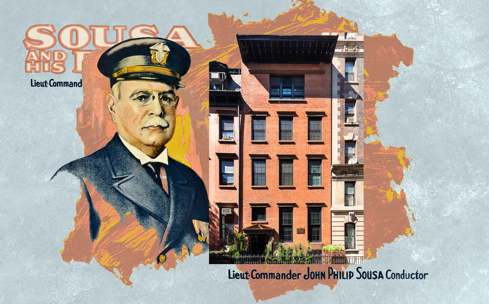 John Philip Sousa and the Sousa House at 80 Washington Place (Getty, Leslie J. Garfield)