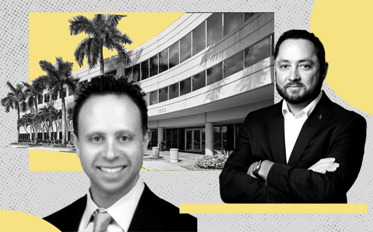 Sunrise Corporate Plaza at 1300 Sawgrass Corporate Parkway with Stiles CEO Kenneth Stiles (right) and IP Capital Partners president Jason Isaacson (CBRE, Stiles, IP Capital)