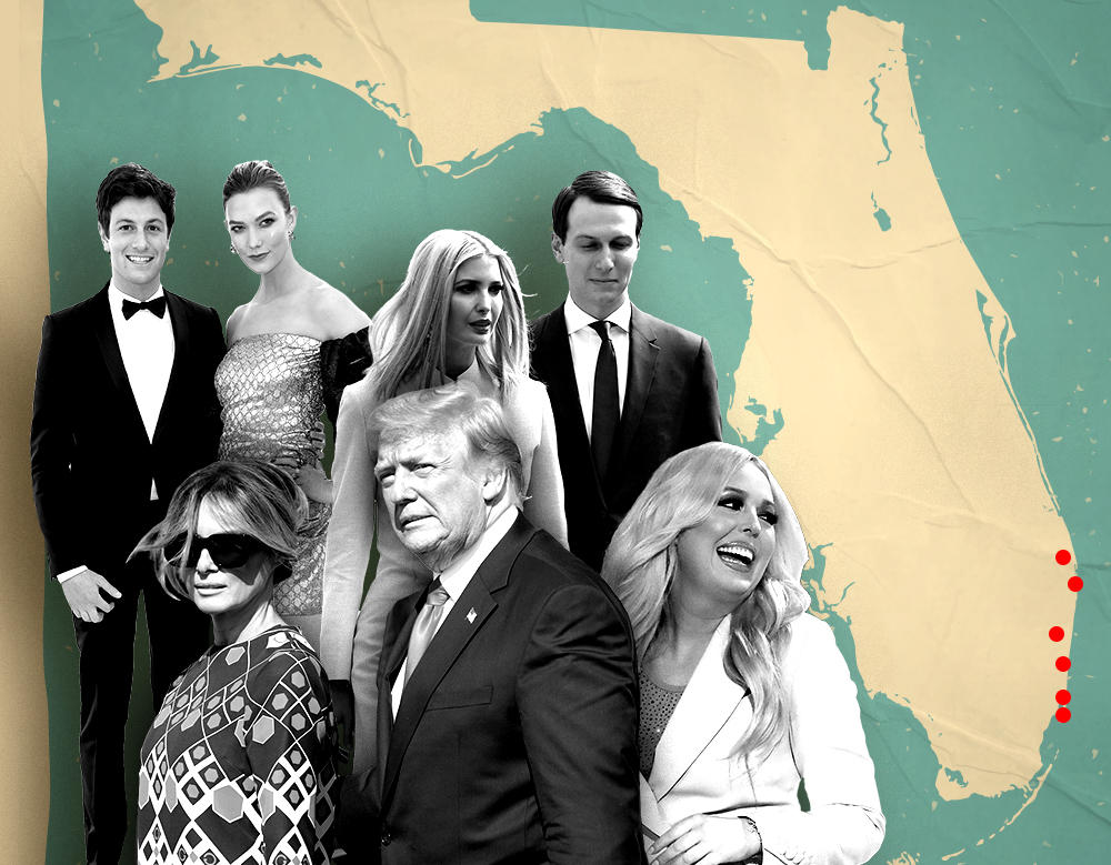 From left: Joshua Kushner and Karlie Kloss; Melania and Donald Trump; Ivanka Trump and Jared Kushner; and Tiffany Trump (Getty Images)