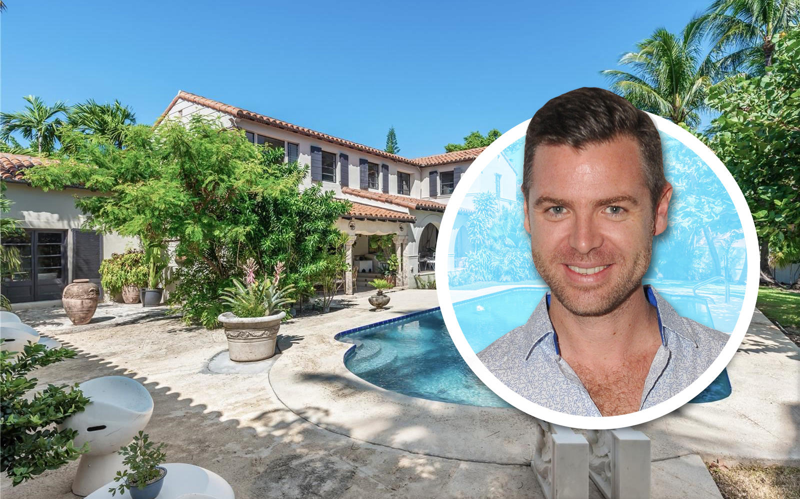 Jean-Louis Deniot and his recently sold Miami house. (Getty, Berkshire Hathaway Home Services)