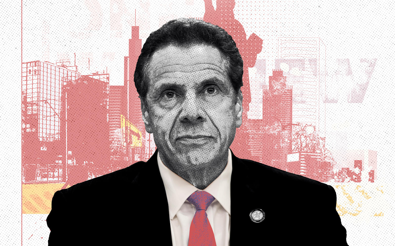 Photo Illustration of Gov. Andrew Cuomo (iStock, Getty/Illustration by Kevin Rebong for The Real Deal)