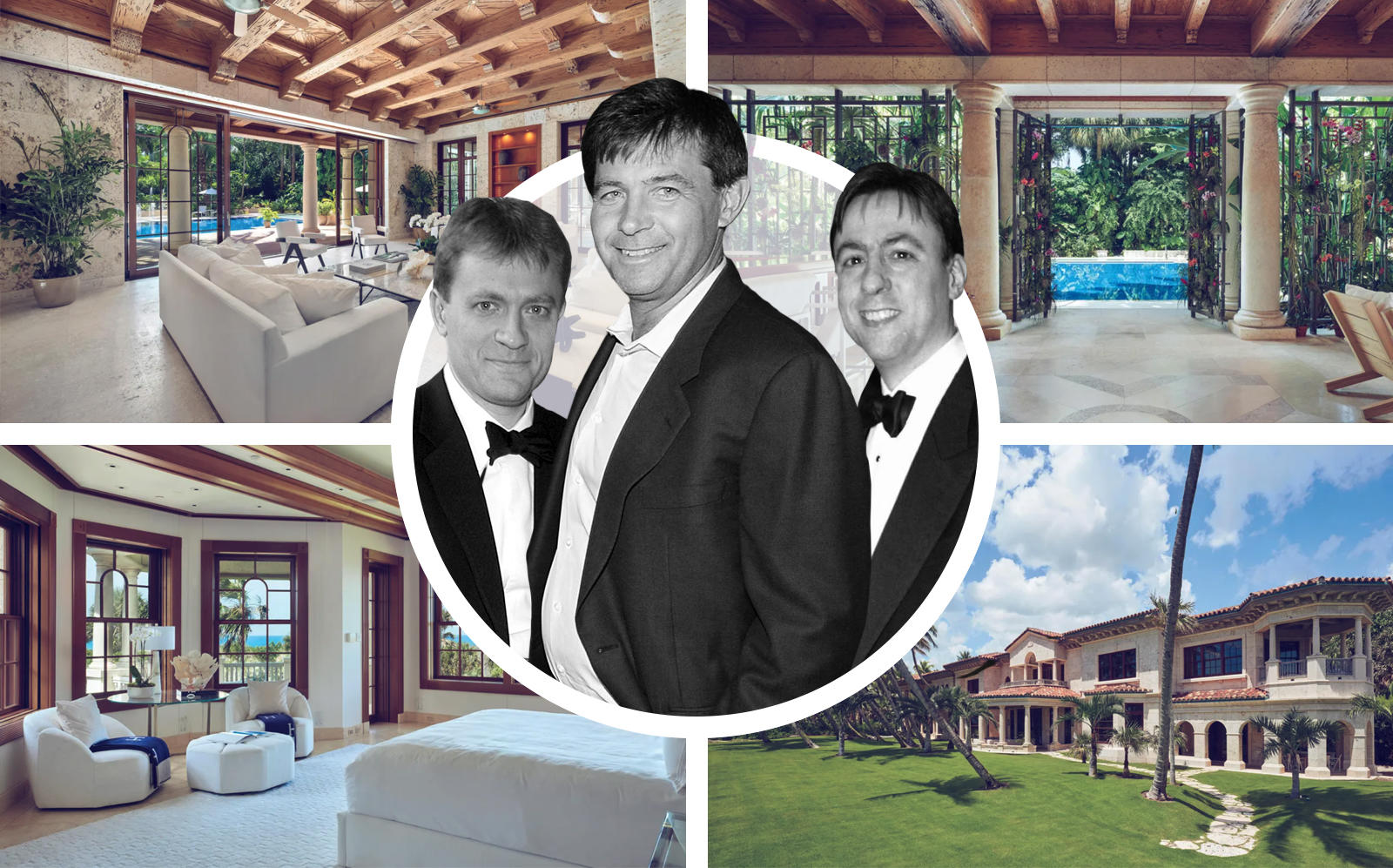 Daniel, Dirk and Robert Ziff with their recently sold Manalapan compound. (Sotheby's International Realty, Getty)