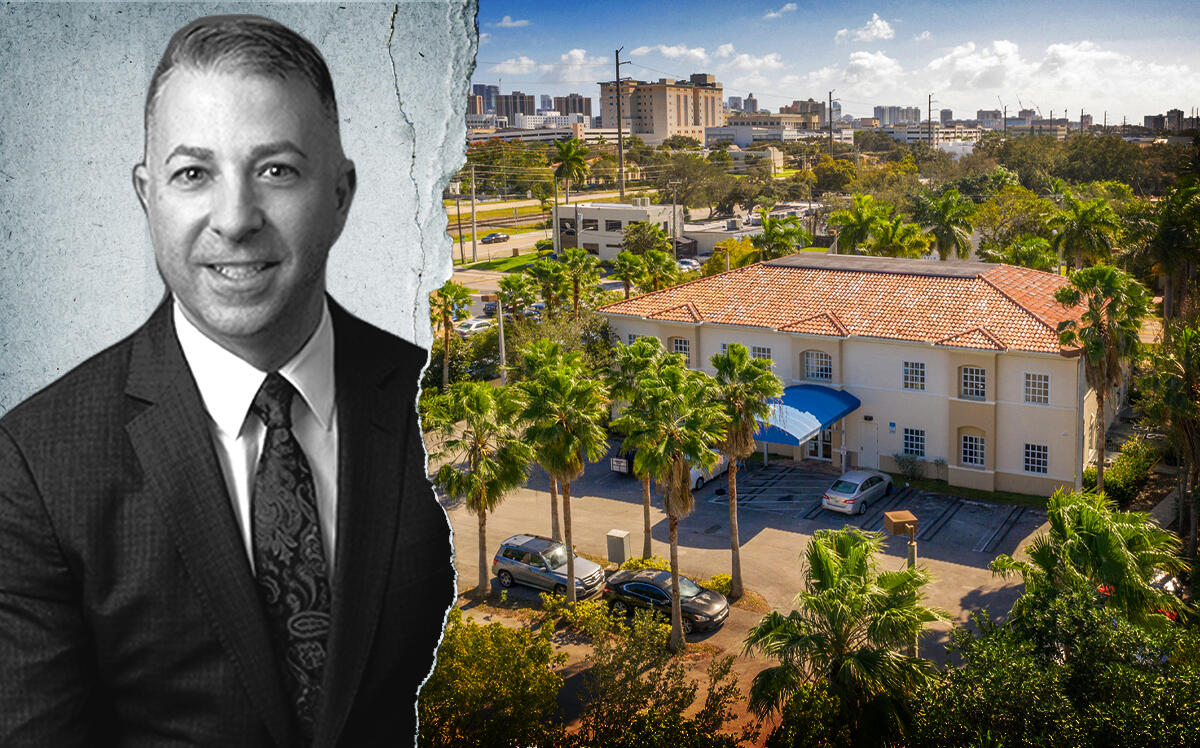 Alliance Consolidated executive Ben Reinberg and the Hallandale Beach medical office building (Alliance Consolidated Group of Companies)