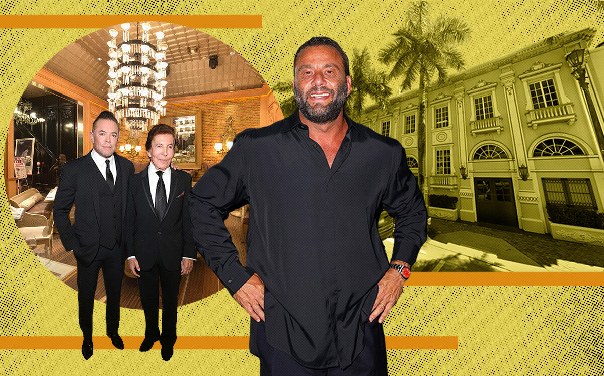 David Grutman (center) with Shareef and Al Malnik and the Forge at 432 West 41st Street in Miami Beach (Getty, Google Maps)
