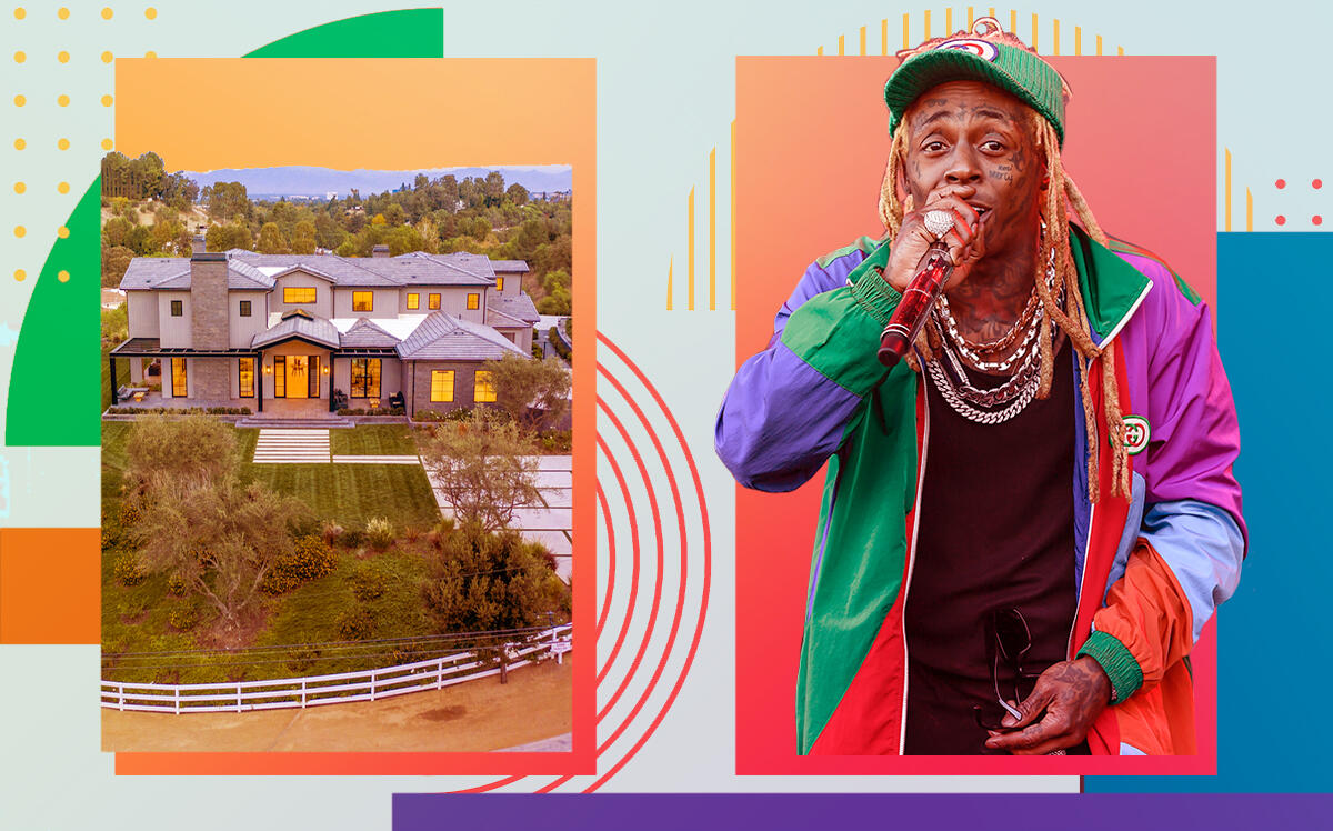 Lil Wayne and his Hidden Hills home (Getty, Redfin, iStock)