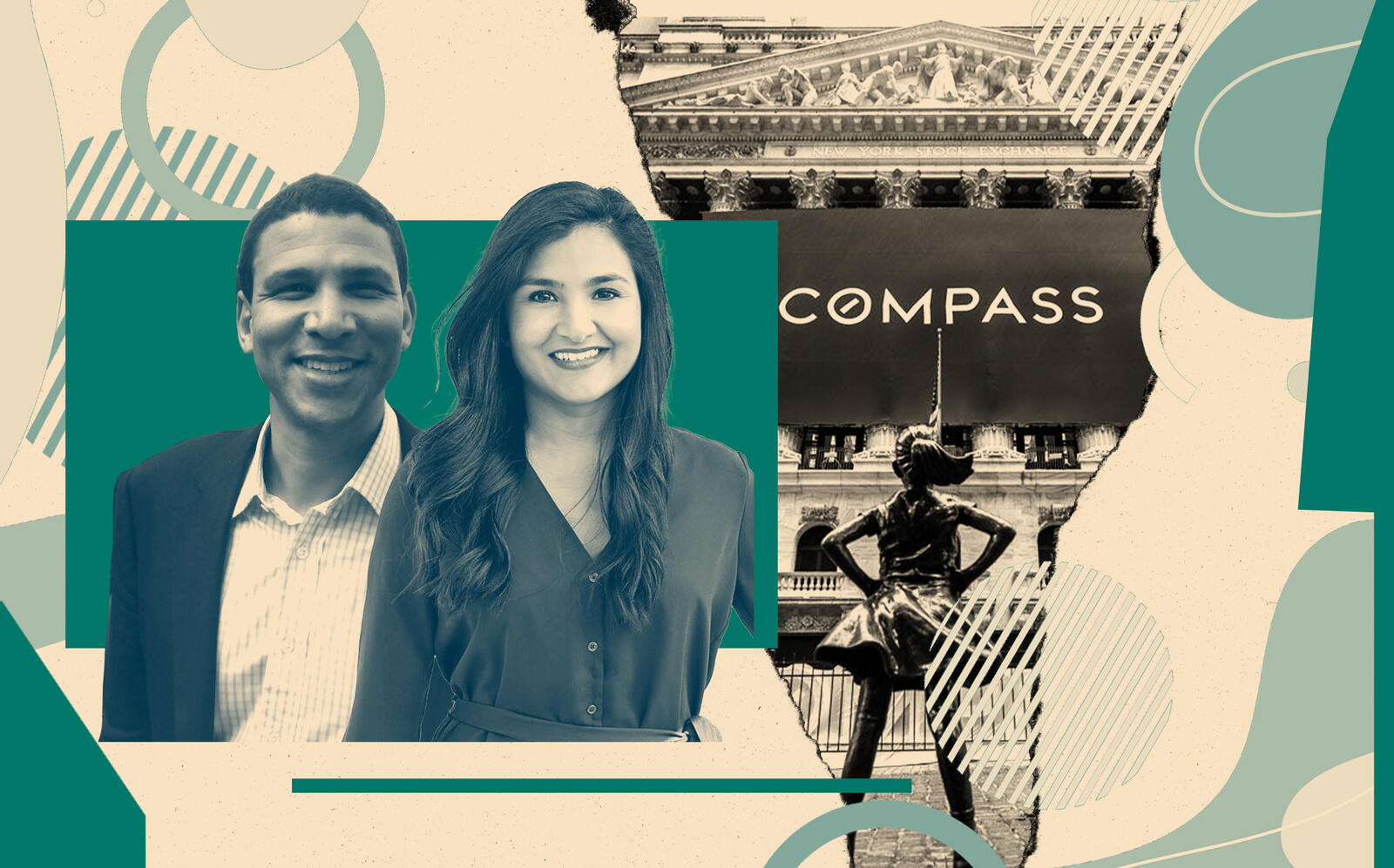 Compass CEO Robert Reffkin and agent Ronita Kalra (Photos via Twitter, iStock)