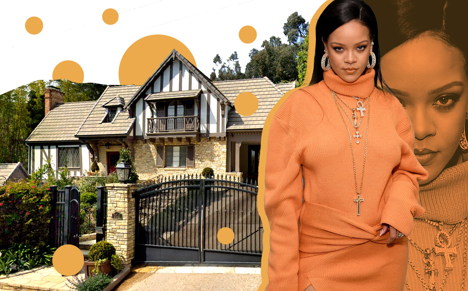 Rihanna and the home in Beverly Hills Post Office (Getty, Google Maps)