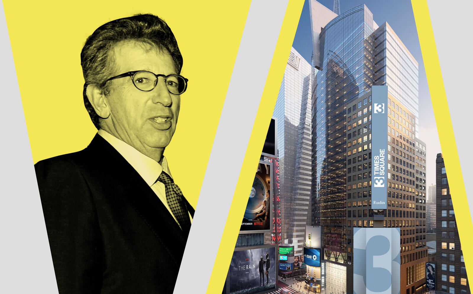 Rudin Management CEO Bill Rudin and 3 Times Square (Getty, FXCollaborative)