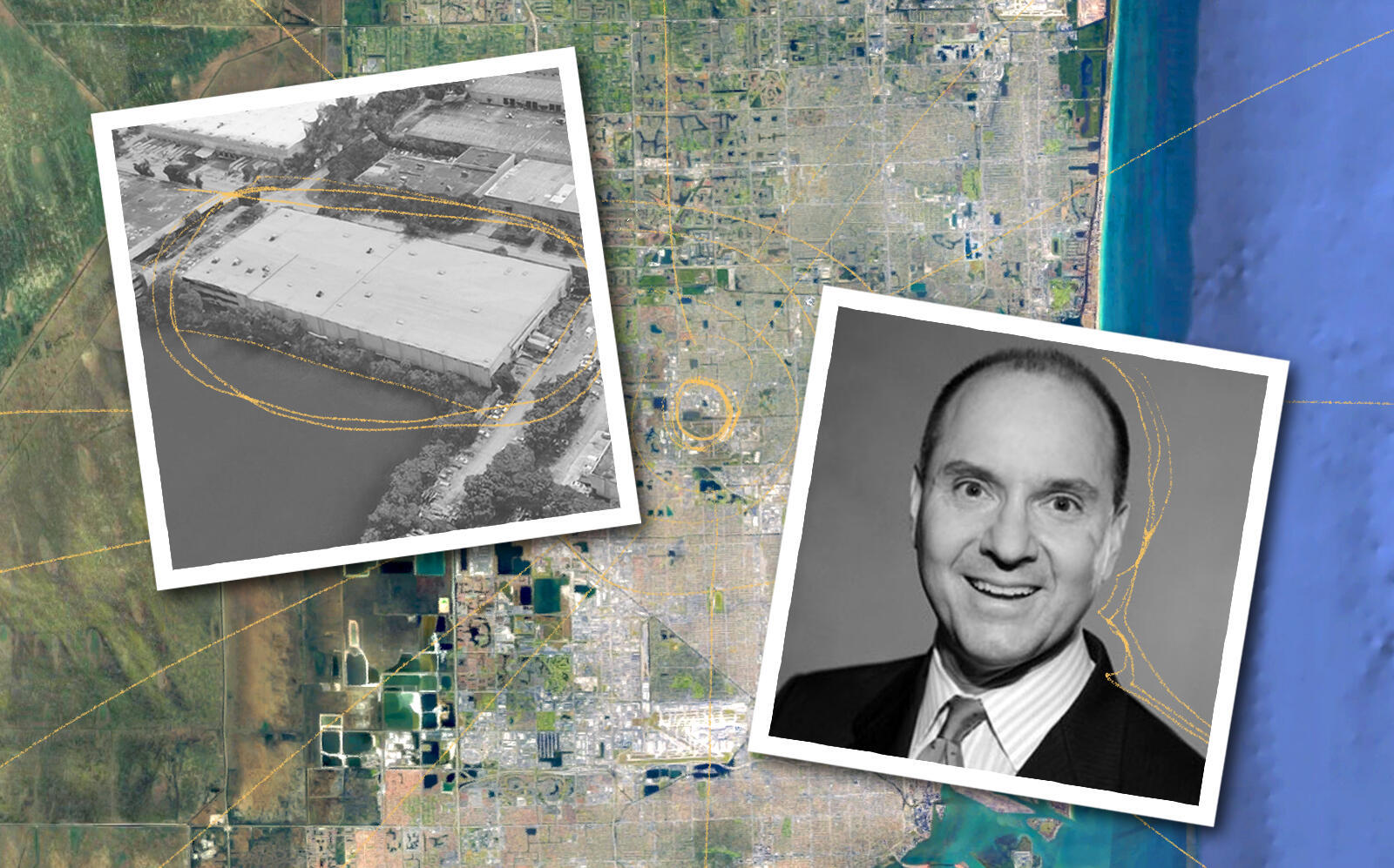 Exeter Property Group CEO Edward “Ward” Fitzgerald and the Miami Gardens property. (Google Maps, Exeter)