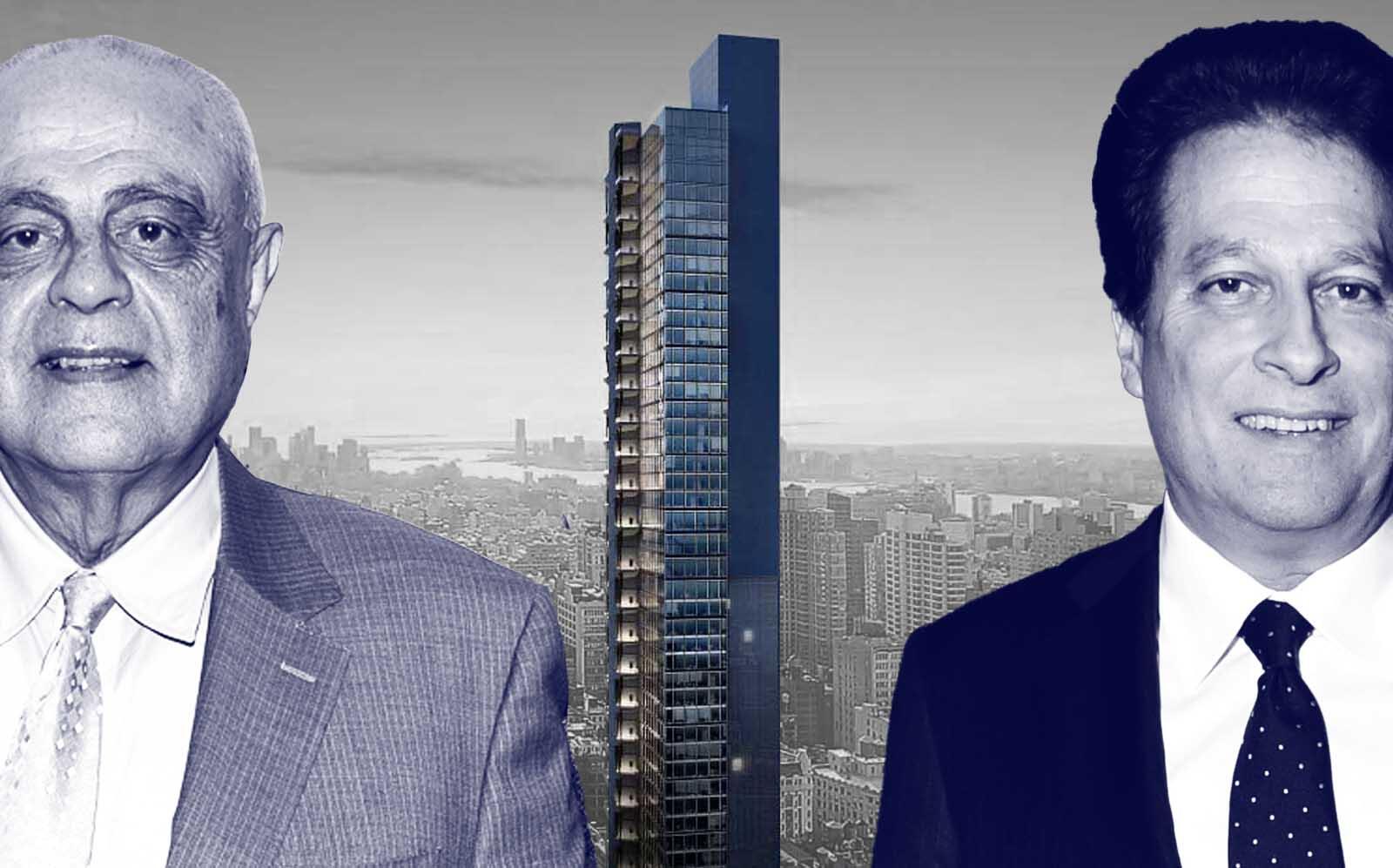 Suit alleges investor Kamran Hakim, at left, planned to inject $40 million to help save 29th and Fifth tower project. At right, HFZ's Ziel Feldman. (Getty, HFZ)