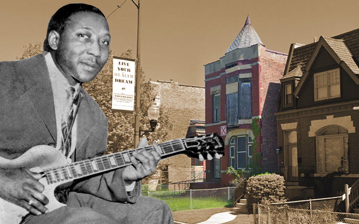 Muddy Waters and 4339 S. Lake Park Ave., Chicago (Getty, Google Maps)