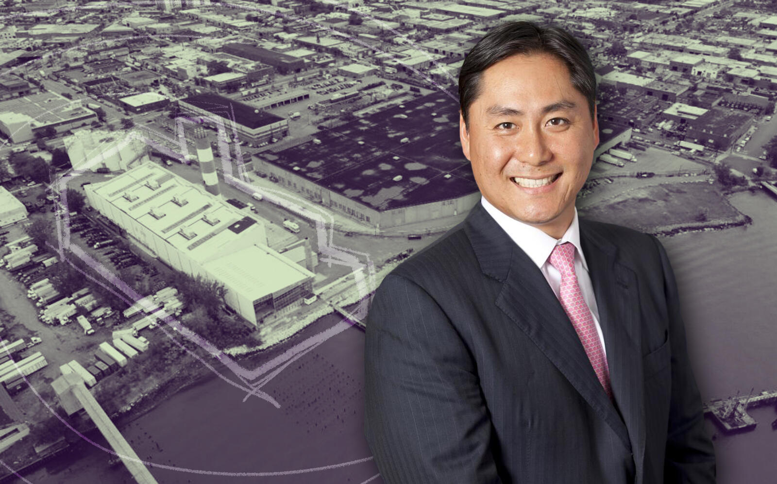 Innovo Property Group CEO Andrew Chung and 1110 Oak Point Avenue 1110 Oak Point Avenue. (New York Expo Center, Innovo)