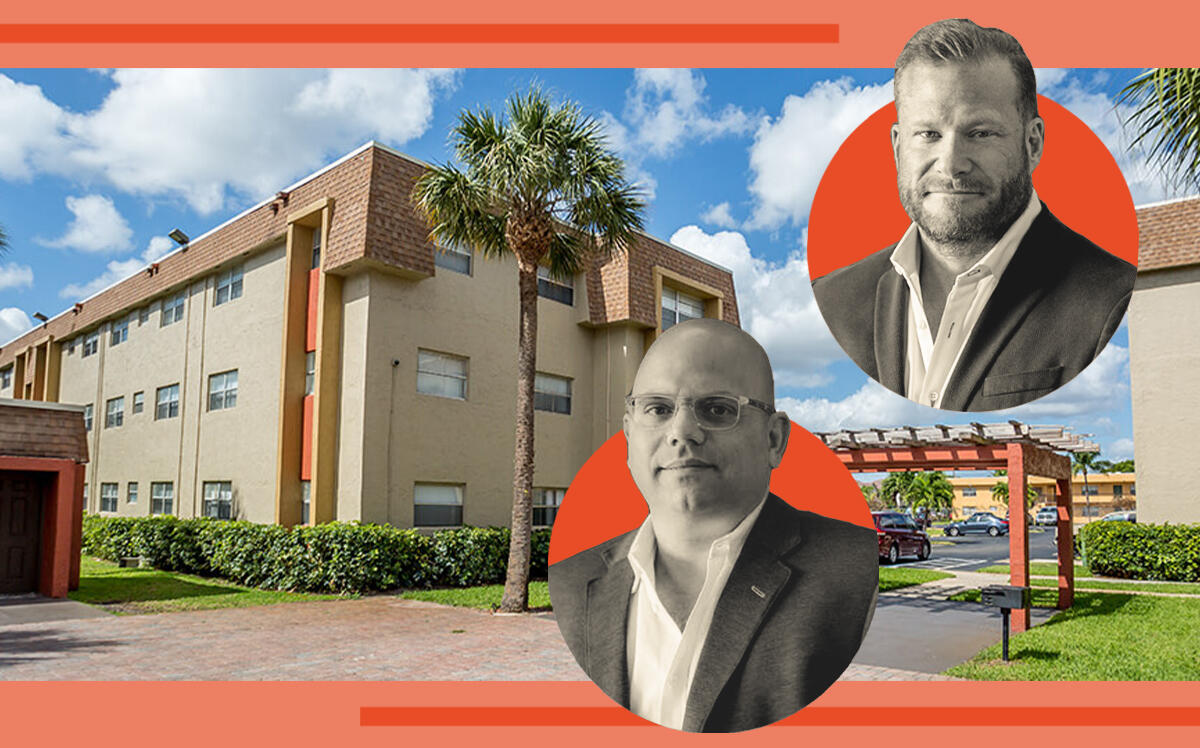 Lynd CEO A. David Lynd and Lynd Acquisition Group President Constantine Scurtis with Parc Place Apartments at 17600 Northwest Fifth Avenue in Miami Gardens (Parc Place)