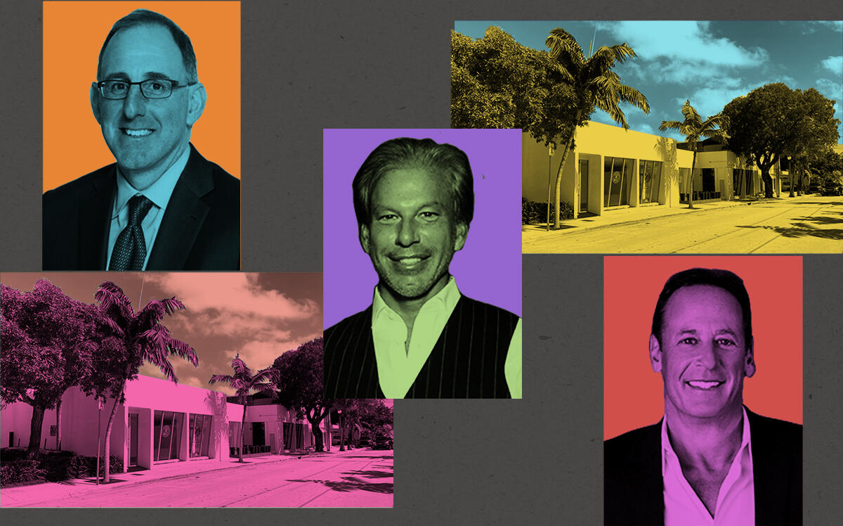 Apollo’s Stuart A. Rothstein, Restoration Hardware CEO Gary Friedman and Comras Company’s Michael Comras with the Miami Design District space (Getty)