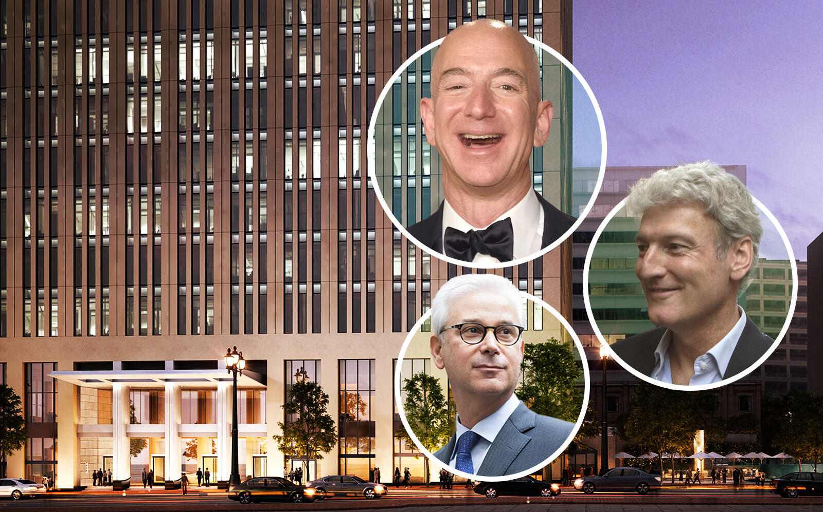525 Market Street, Amazon CEO Jeff Bezos, Sephora CEO Martin Brok and Wells Fargo CEO Charles W. Scharf. (Getty, Keating Architecture)