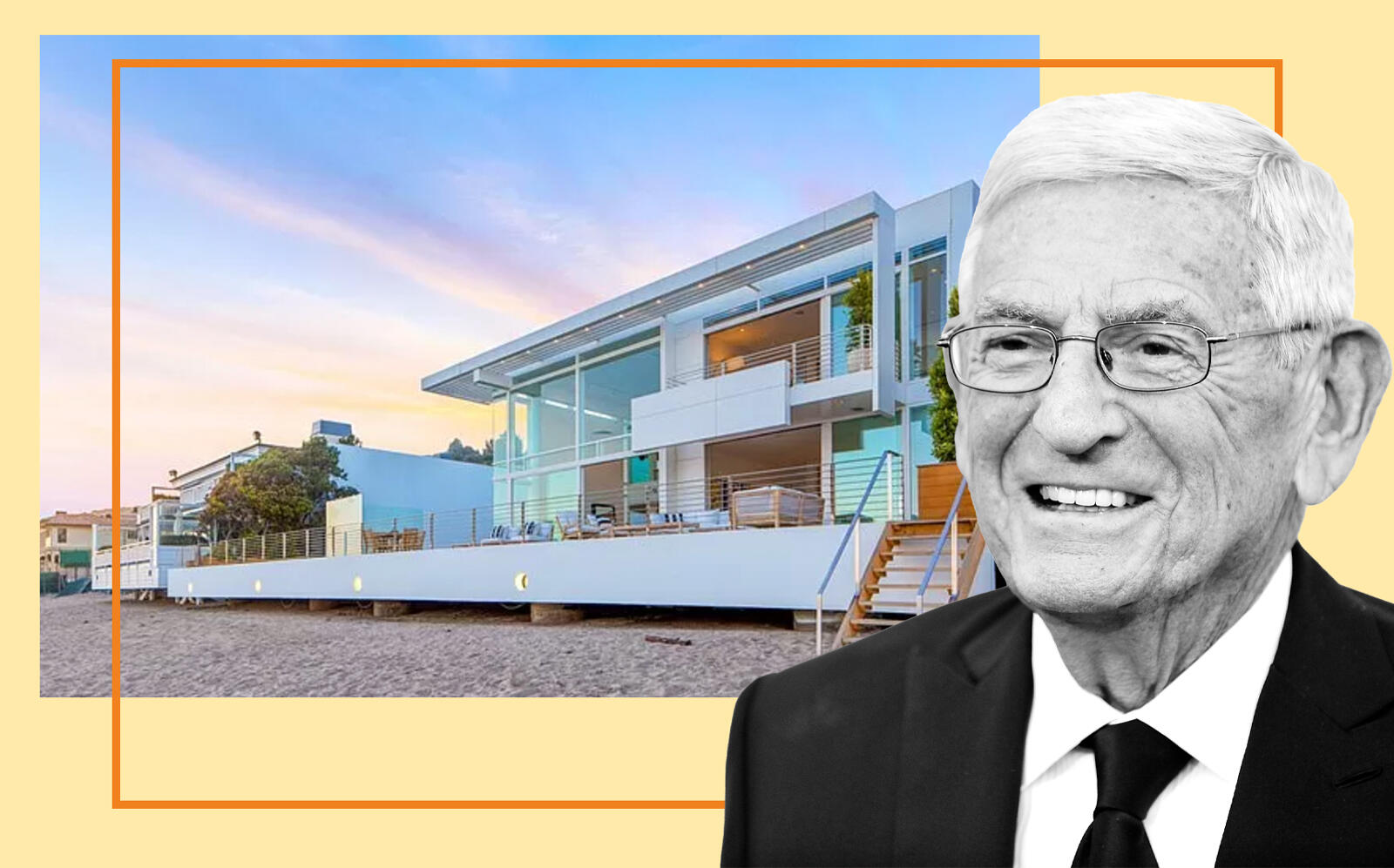 Eli Broad and 21958 Pacific Coast Highway (Getty, Zillow)