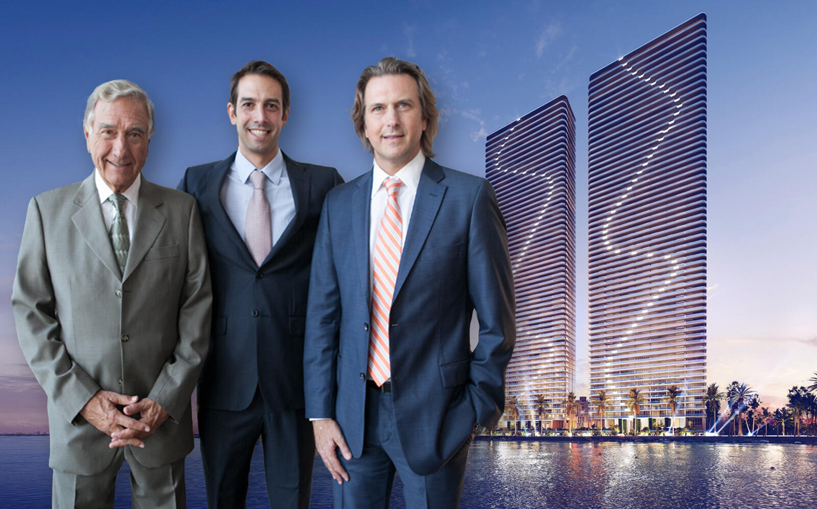 Jose Luis, Martin and Carlos Melo with renderings of Aria Reserve (Melo Group)