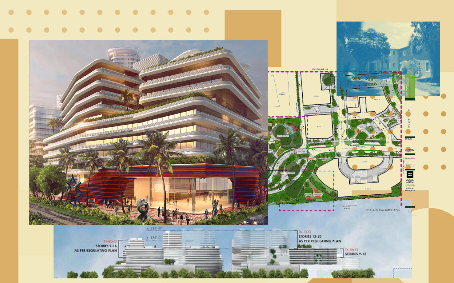 The development team of Sabal Palm Village aims to replace low-rise Design Place with a high-rise community with public spaces and bike paths. (Images provided by SPV Realty LC)