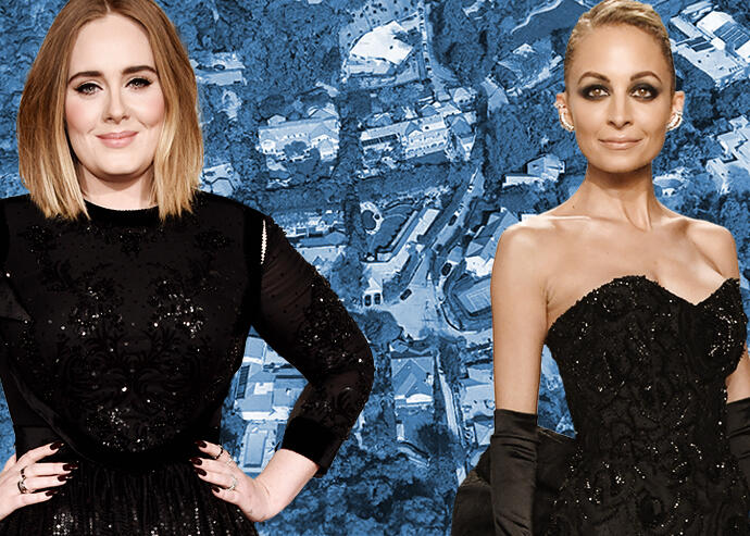 Adele and Nicole Richie (Getty, Google Maps)