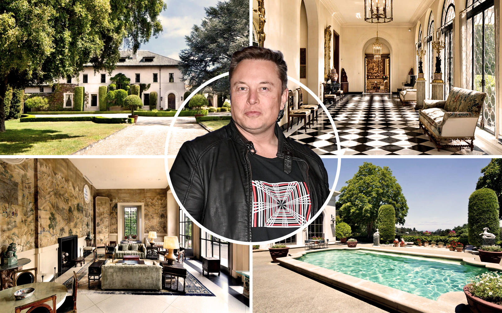 Elon Musk and the San Francisco estate (Getty, Gullixson / Compass)