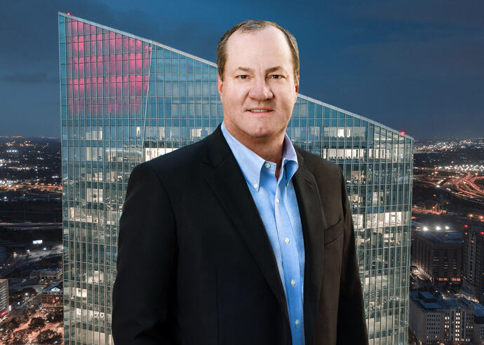 Hines chairman and CEO Jeff Hines with 609 Main in Houston, Texas (Hines)