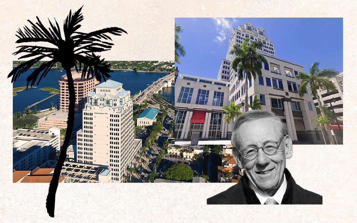Stephen Ross (Getty) with Esperanté Corporate Center at 222 Lakeview Avenue in West Palm Beach (Esperanté Corporate Center)