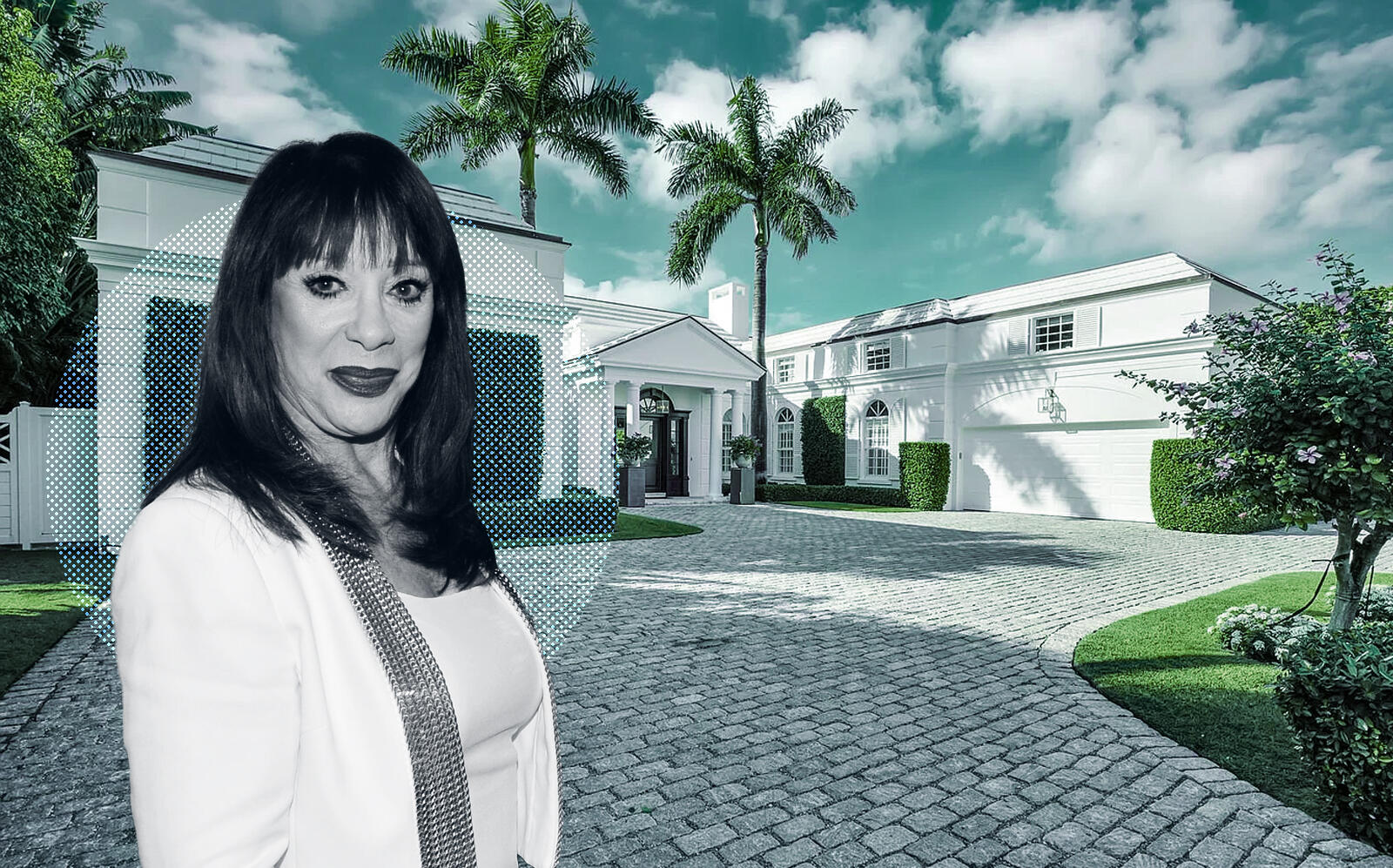 Cosmetic mogul Adrien Arpel and the Palm Beach home. (Getty, Frankel Ball Realty)