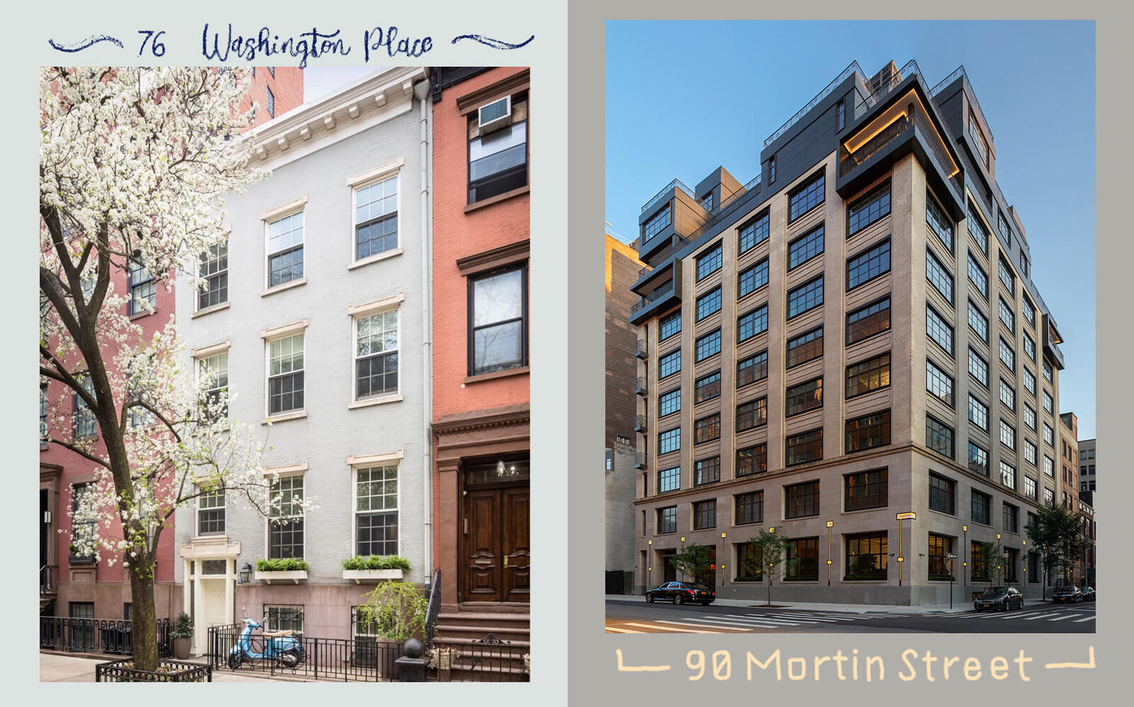 The most expensive deals signed last week were a condo at 76 Washington Place and a penthouse at 90 Morton Street. (Sotheby's, Street Easy)