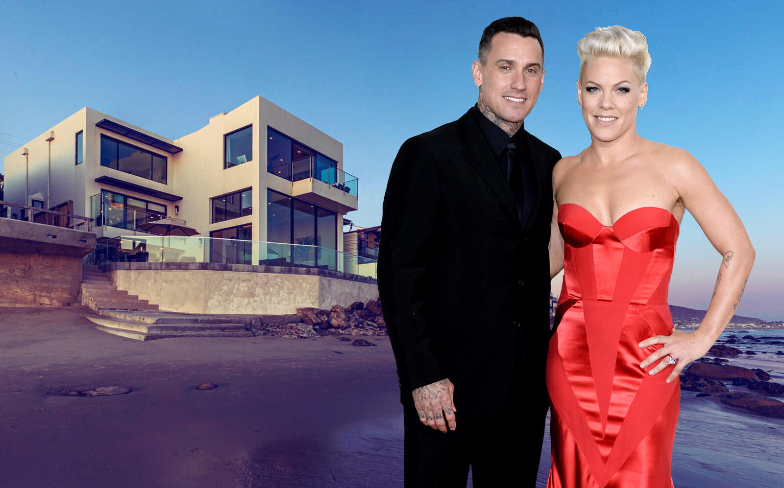 Pink and husband Carey Hart with their Malibu house (Getty, The Agency Real Estate)