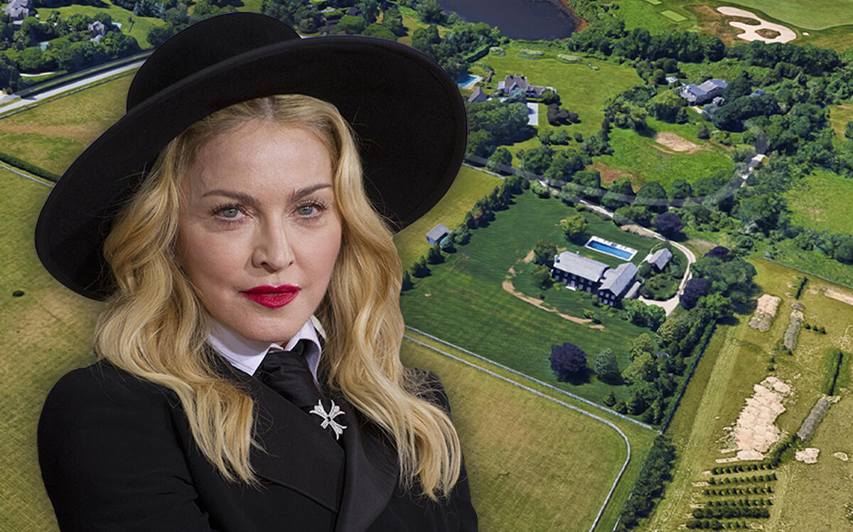 Madonna and her Bridgehampton estate (Getty, Google Maps)