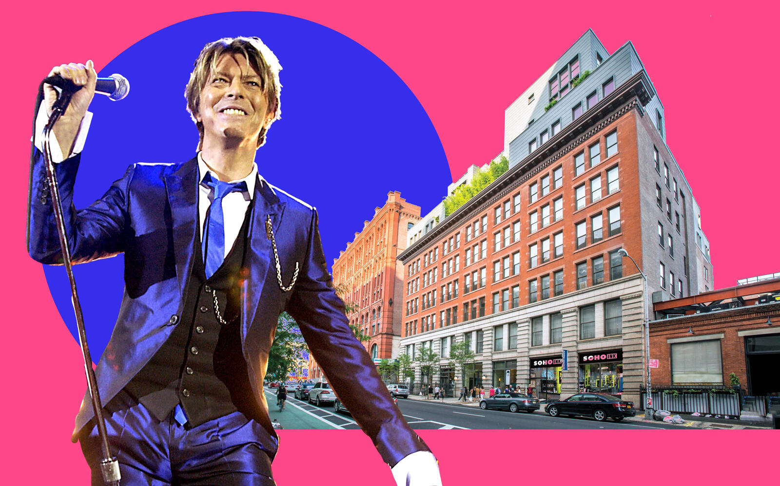 David Bowie and 285 Lafayette Street (Getty, Kushner Companies)