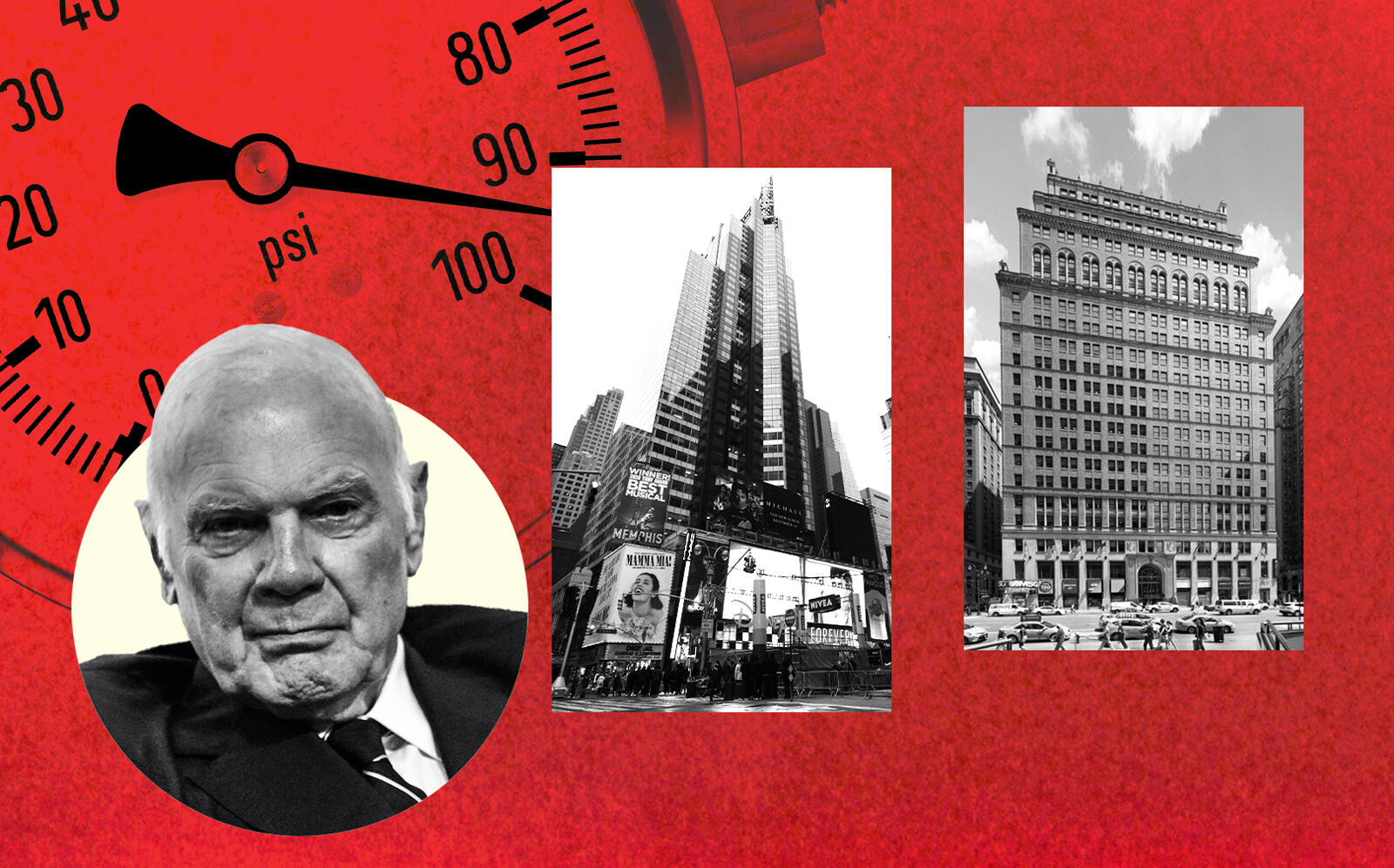 From left: Vornado's Steven Roth with 11 Pennsylvania Plaza and 1540 Broadway (Getty, Jorge Láscar/Flickr, VNO)