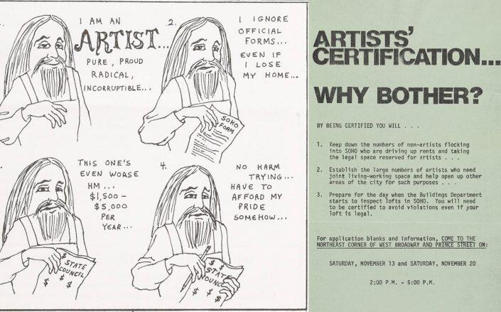 A flyer from the Artists Certification Committee