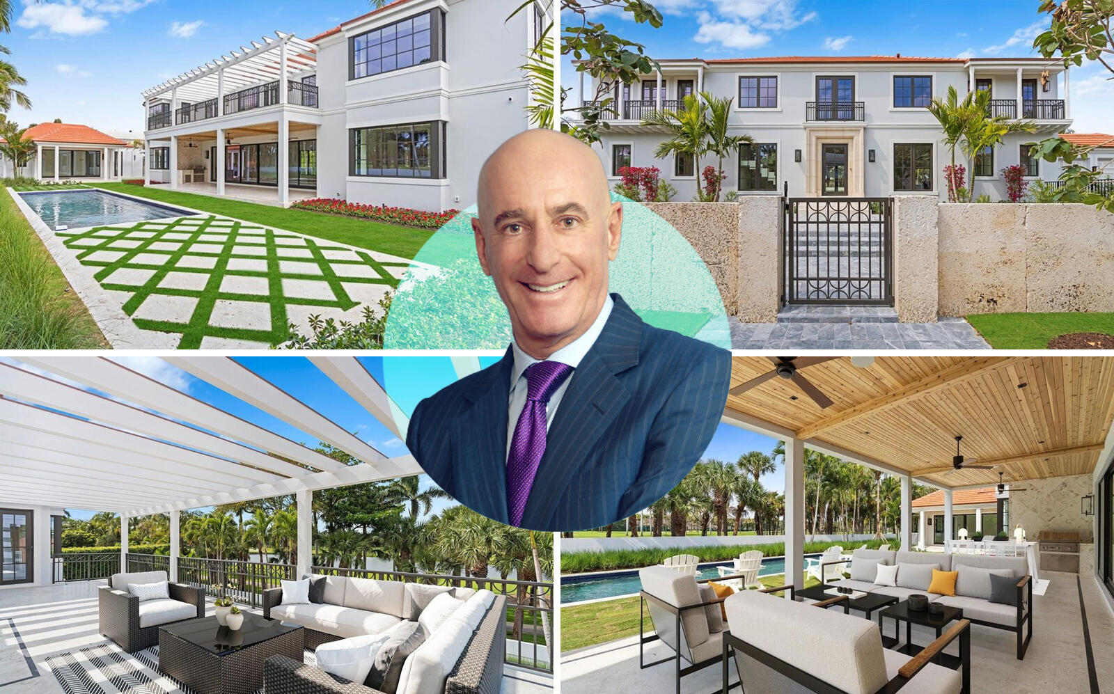 Thomas Iovino and the Palm Beach property (Iovino via LinkedIn, Brown Harris Stevens via Realtor)