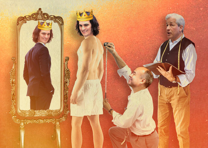 Adam Neumann, Masa Son and Jamie Dimon: What happens to the system when the adults in the room wet the bed? (Photo illustration by Kevin Rebong)