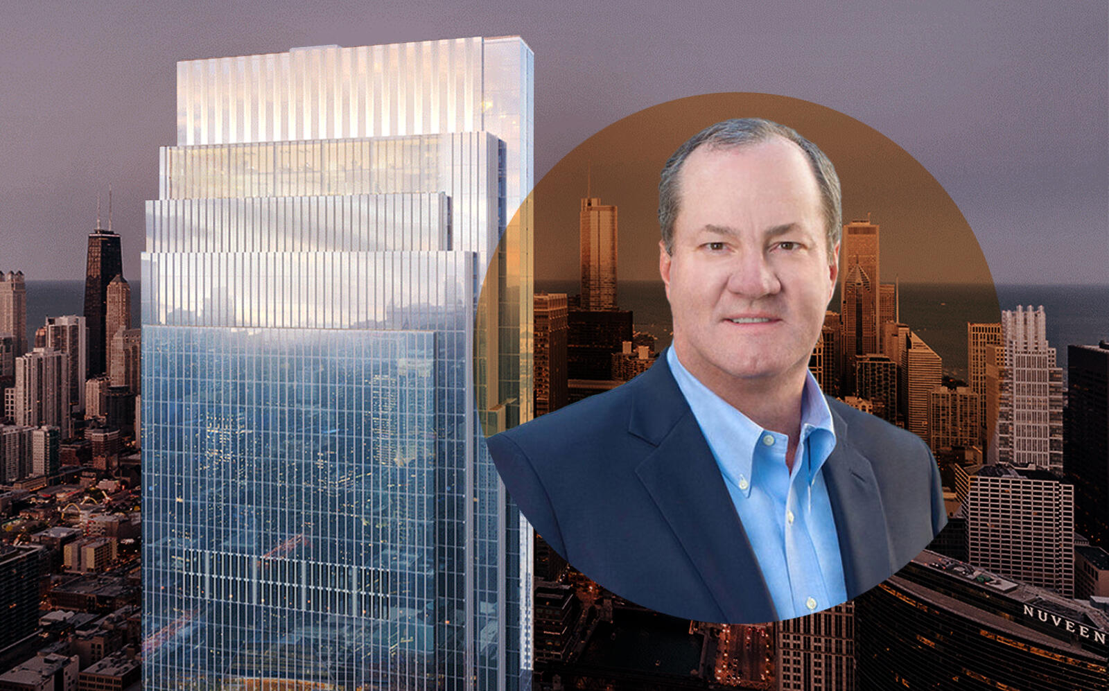 Hines CEO Jeffrey Hines with Salesforce Tower (Hines)