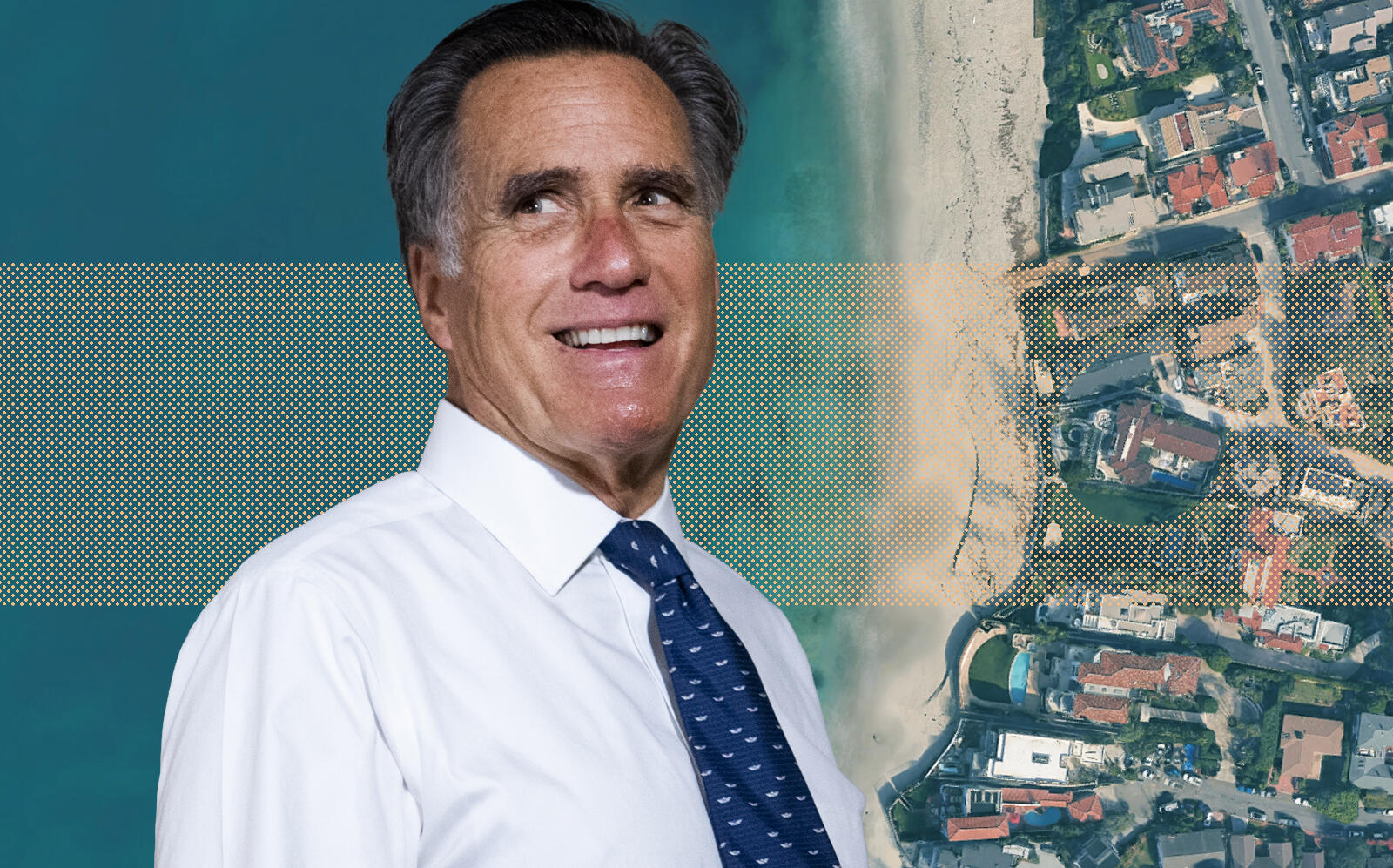 Mitt Romney and the La Jolla beachfront property (Google Maps, Getty)