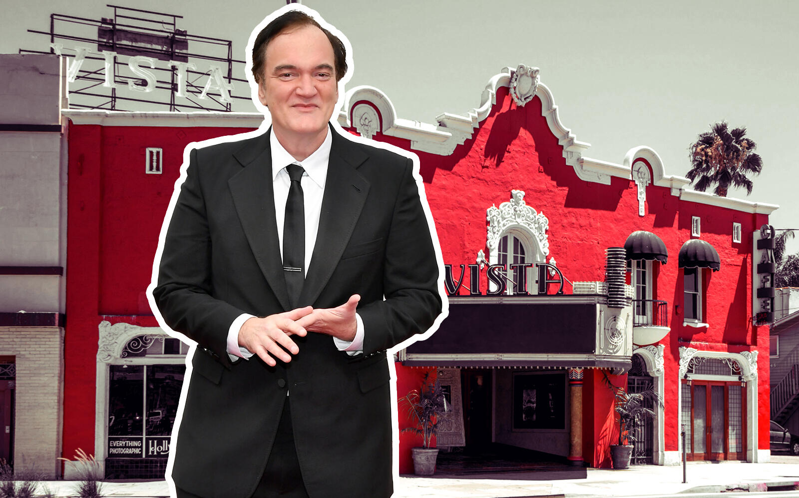 Director Quentin Tarantino and the Vista Theatre cinema in Los Feliz (Getty)