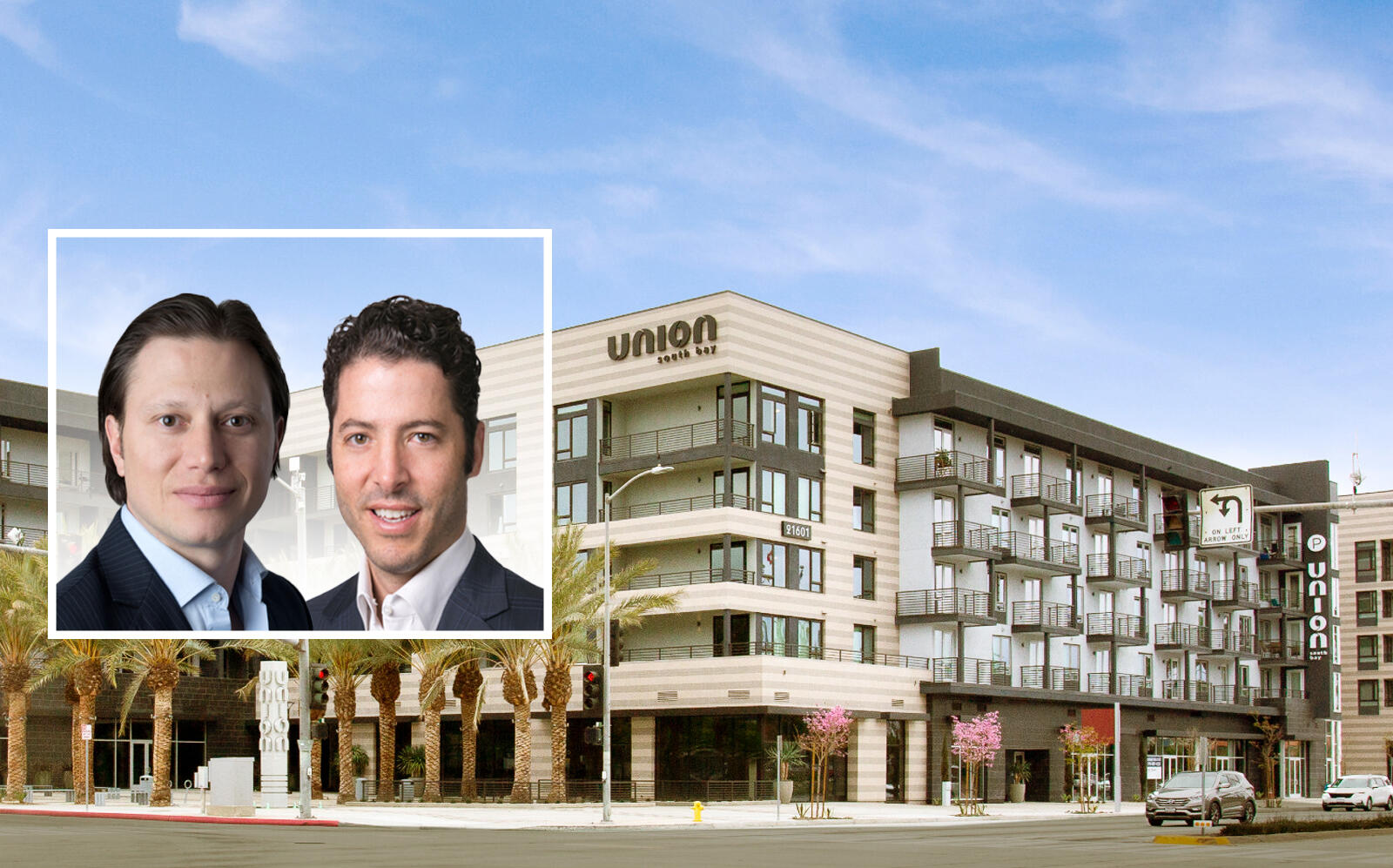 Standard Communities Co-Founders Scott Alter and Jeffrey Jaeger with the Union South Bay complex (Standard Communities)