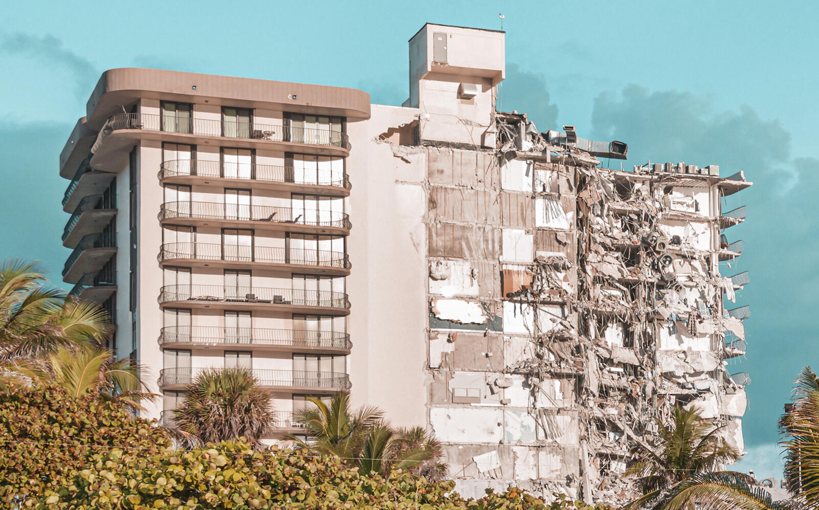 The partial collapse of the Surfside condo (Getty)
