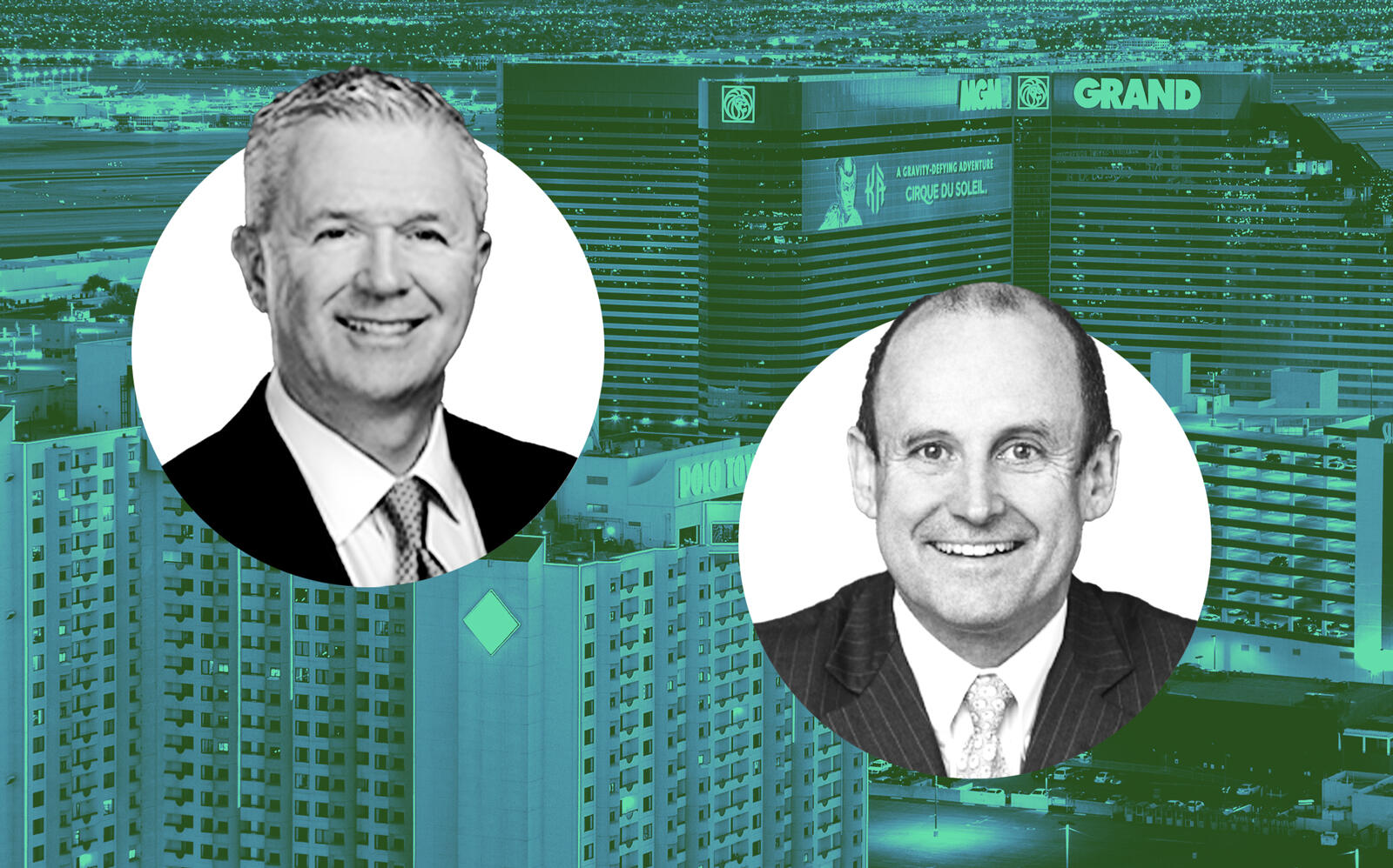 MGM Growth Properties CEO James Stewart and Vici CEO Edward Pitoniak (MGM, Vici)