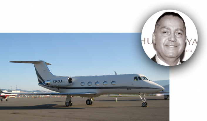 Don Peebles and a Gulfstream IIB (Getty Images)