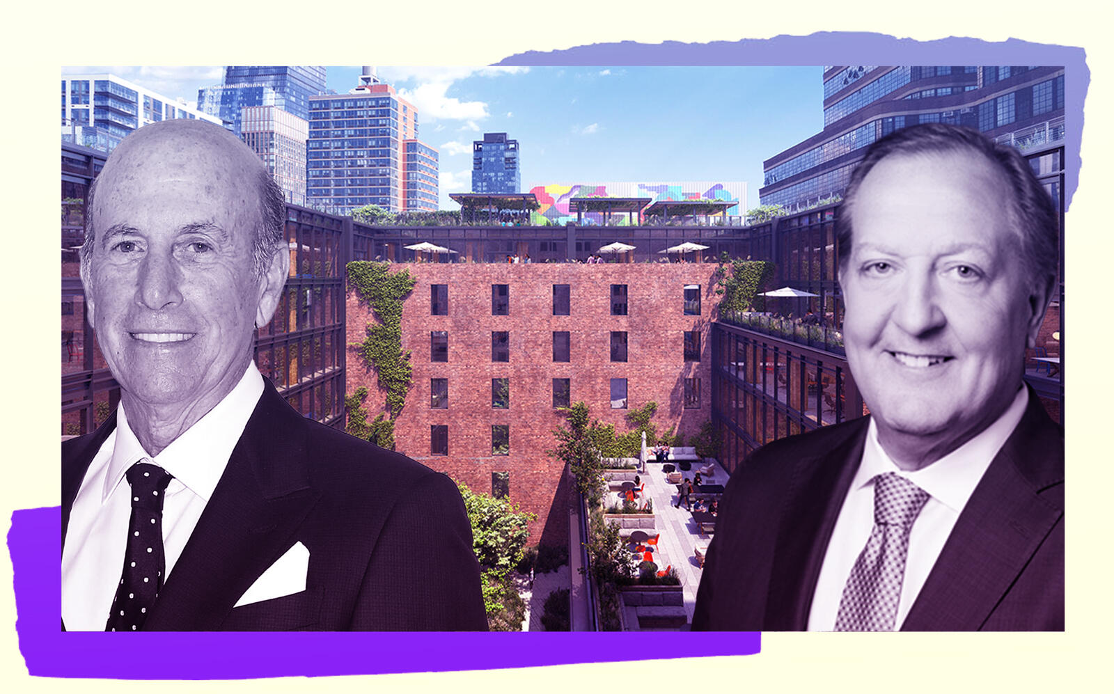 Terminal Warehouse with L&L Holding’s David Levinson and Columbia Property Trust’s Nelson Mills (Gensler/TMRW, Getty, Columbia Property Trust)