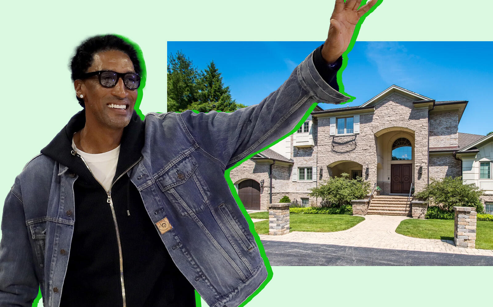 Scottie Pippen and the Highland Park mansion (Getty, Berkshire Hathaway)