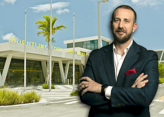 Brightline CEO Patrick Goodard with the Fort Lauderdale station (Brightline)