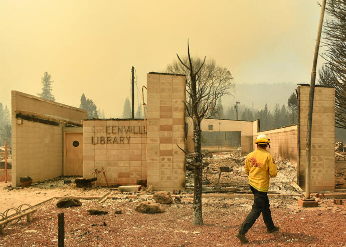 The destroyed Greenville Library (Getty)